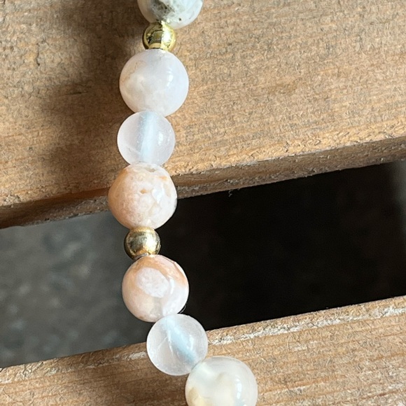 Opalite and Flower Agate Bracelets Crystal Natural Gemstone - Picture 3 of 7